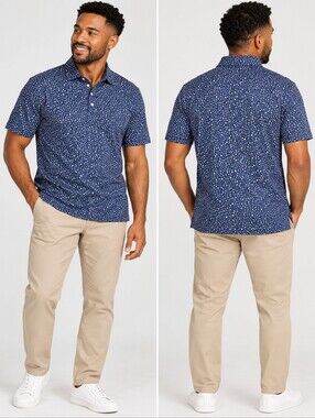 RLX Ralph Lauren Navy Polo with White Micro-Print